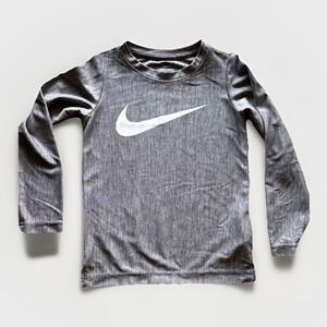 Nike Dri-FIT Gray Long Sleeve T-Shirt 4XS (3-4 YRS, 98-104cm) 100% Polyester